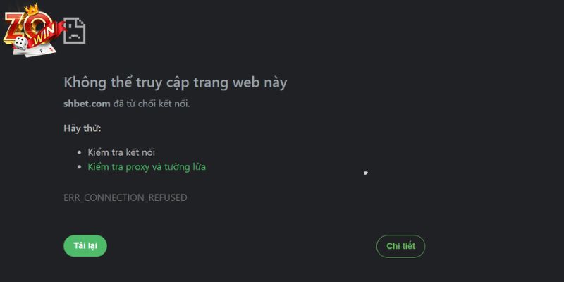 Link vào Zowin bị chặn theo chỉ thị của chính phủ